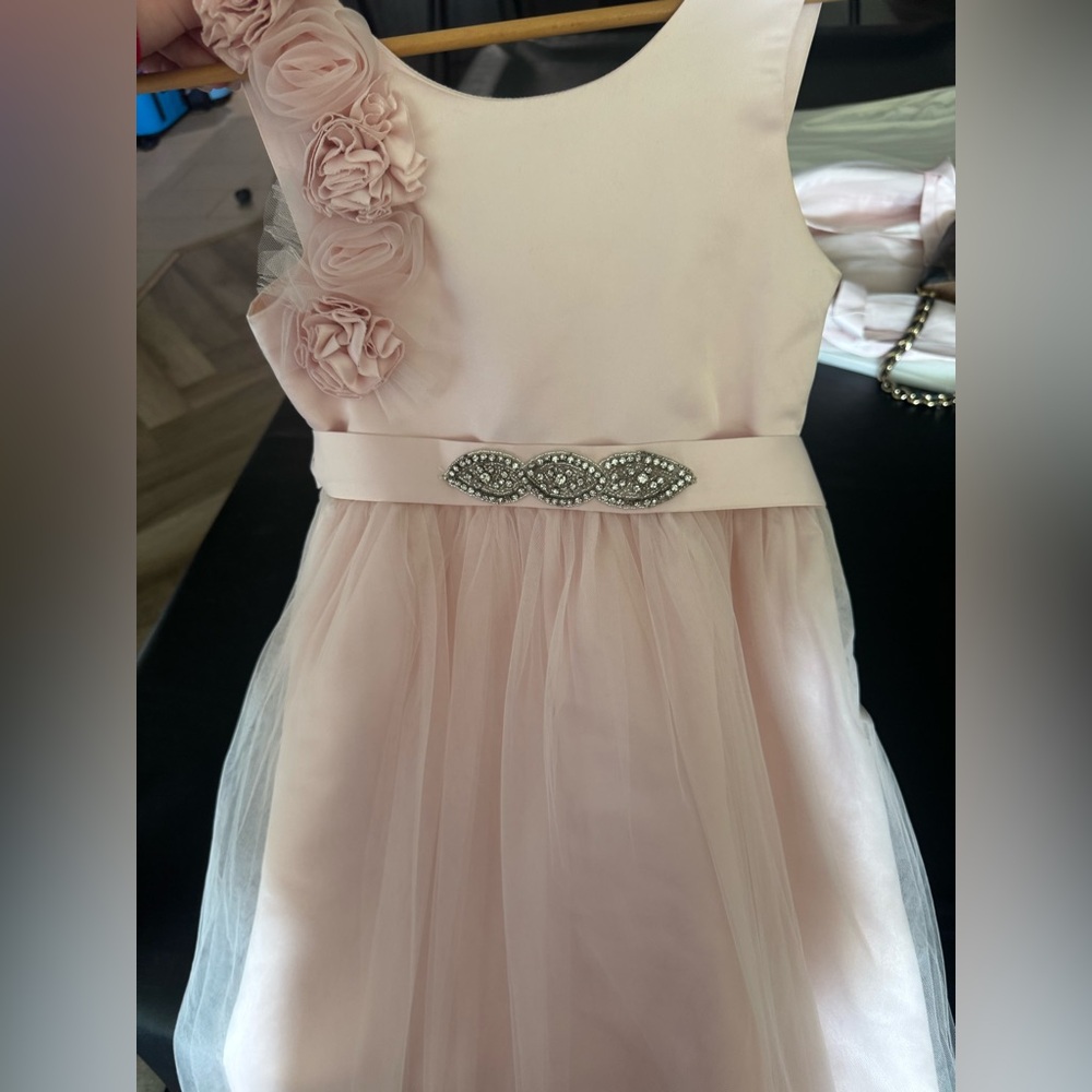 Angels Blush Pink Formal Dress with Rosette Details